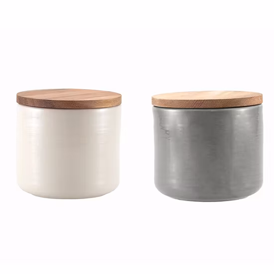 カスタマイズされた印刷セラミックキャンドルジャー/ホルダーキャニスター、竹/セラミック蓋付き