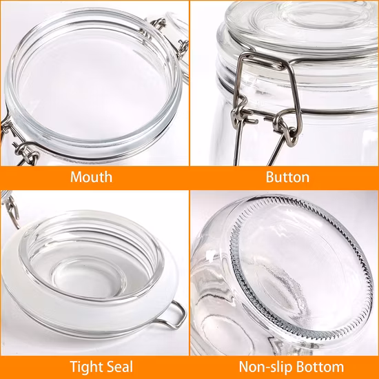 蓋付き気密ガラスキャニスター食品保存瓶キッチン缶詰、シリアル、パスタ、砂糖、豆用の大きなシリアル容器
