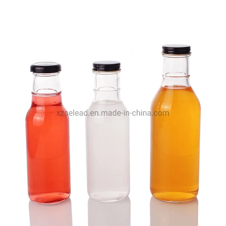 Glass Ring Neck Bottle 8oz 12oz Food Grade Transparent Round Barbecue Sauce Hot Sauce Glass Bottle